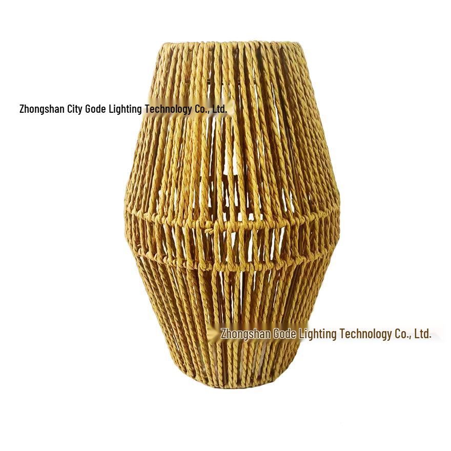 Abajur Boem din Bambus Țesut Manual cu Frânghie de Hârtie