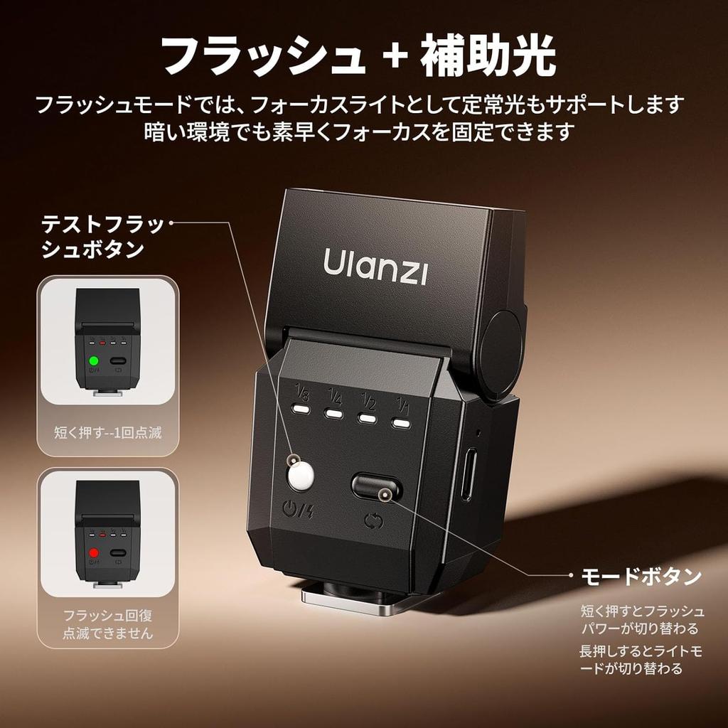 Ulanzi SL03 Mini Camera Firefly Adjustable 6500K 4 Color Temperature Hot Shoe Black Flash, Series/Speedlite, 90° Angle, Brightness, Levels, Mount,