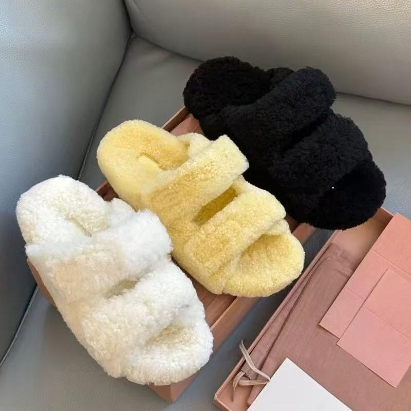 Thick-bottomed Velcro one-word fluffy slippers women's 2025 new comfortable and light lazy one-pedal home cotton mop