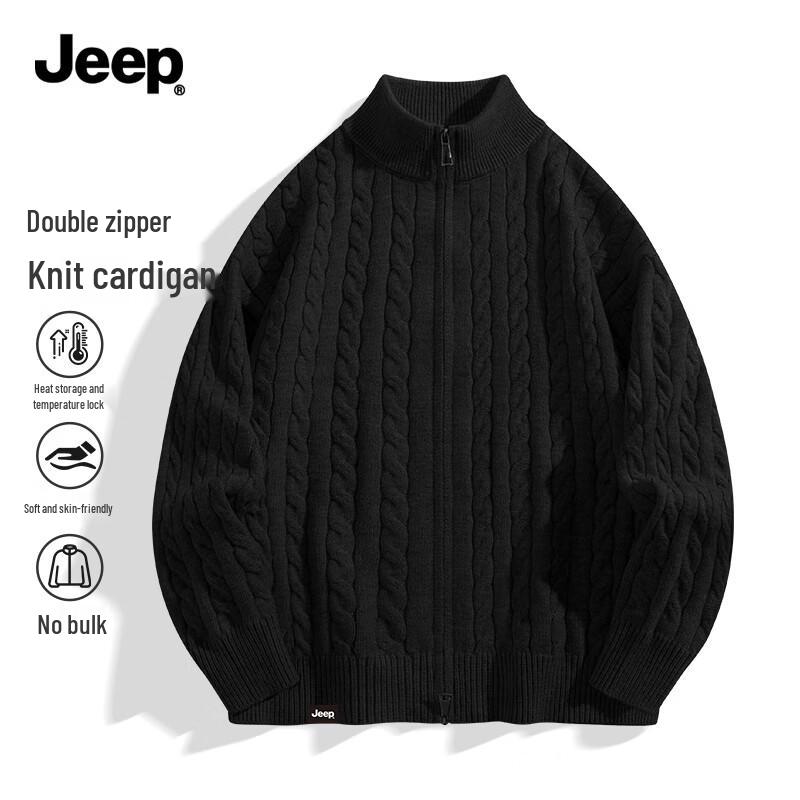 

JEEP Men s Cable Knit Double Zipper Cardigan 2XL