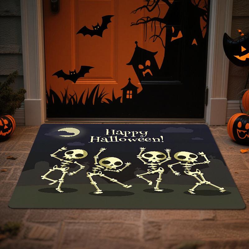

VIKAMA Halloween Crystal Velvet Floor Mat Entry Door Mat Indoor and Outdoor Welcome Mat Home Decoration Kitchen Bedroom Carpet 40x60cm 16x24inch