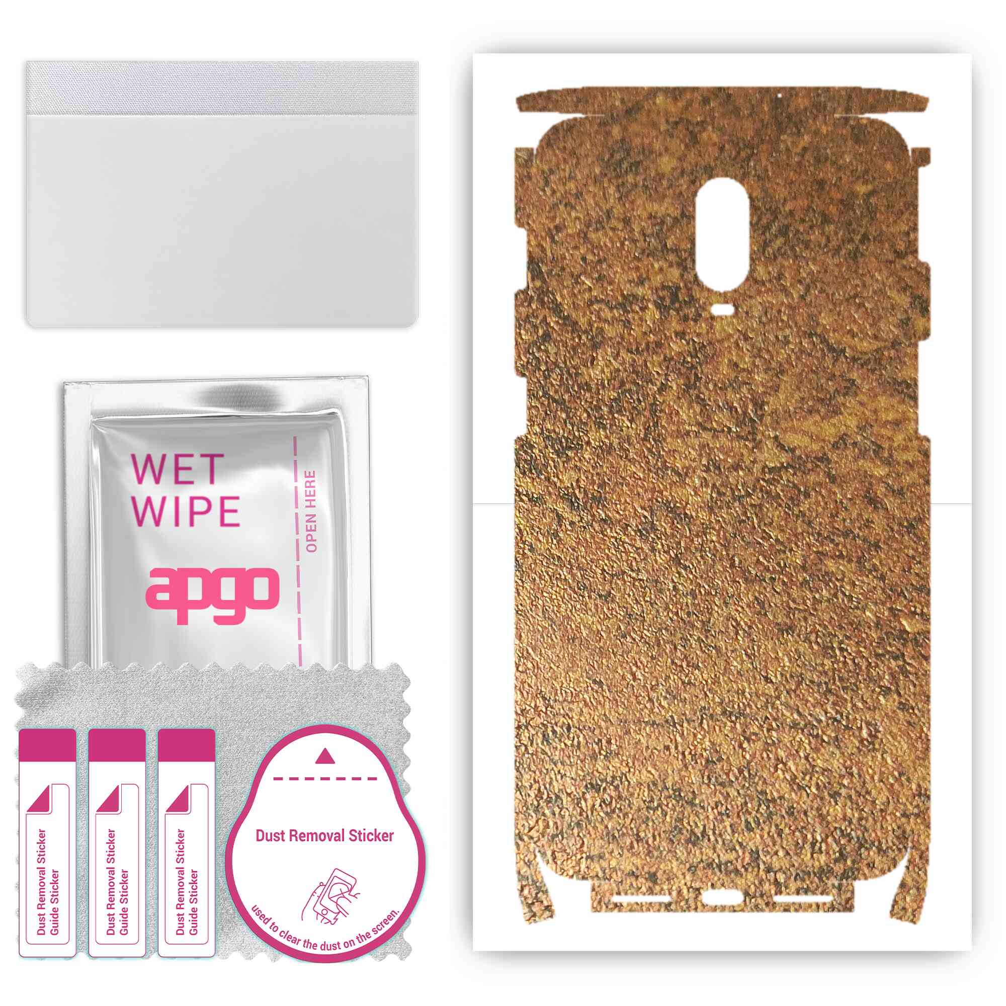 

Apgo Protective Skin Sticker for the back+sides compatible with OnePlus 6T, Full Wrap Film, Foil, Vinyl - Pattern Rusty Copper