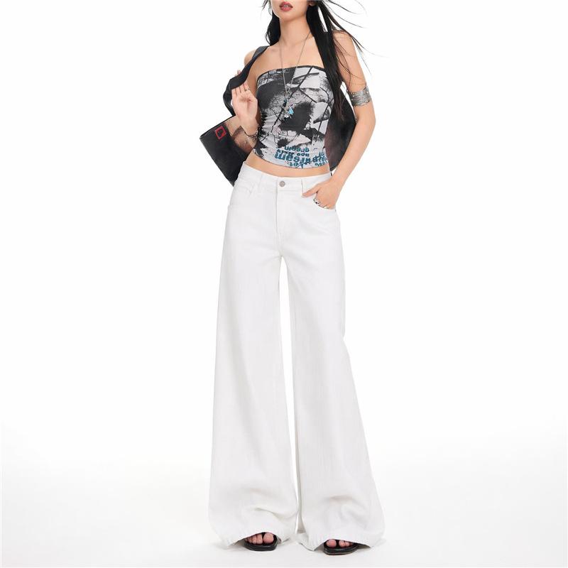 Summer new retro thin personalized jeans women's loose drape comfortable versatile wide-leg floor pants tide