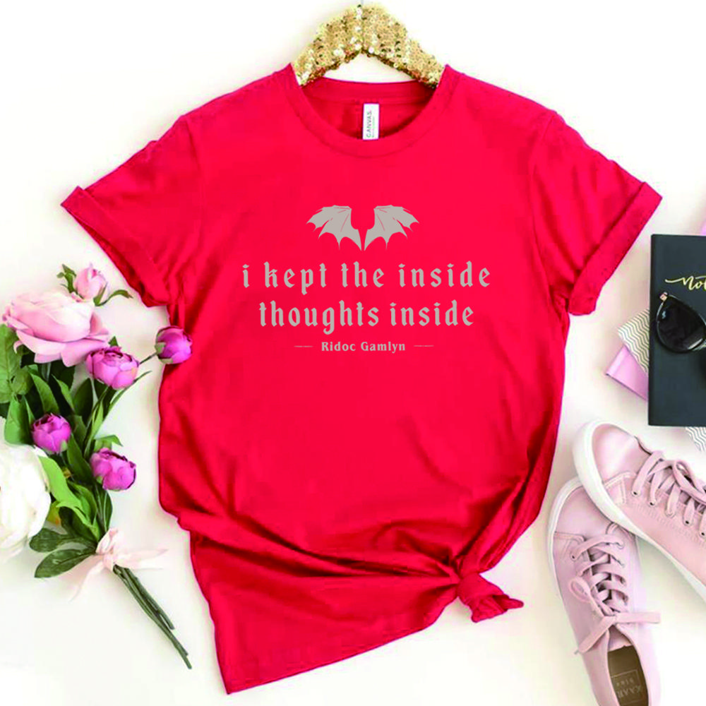 I Kept The Inside Thoughts Inside Tshirt Quest Squad Shirt Fourth Wing Tshirt Book Lover Tee Unisex Bookish Short Sleeves Tops S