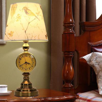 European Desk Lamp Retro Bedroom Bedside Table Lamp American Decorative Lighting with Clock and Night Light