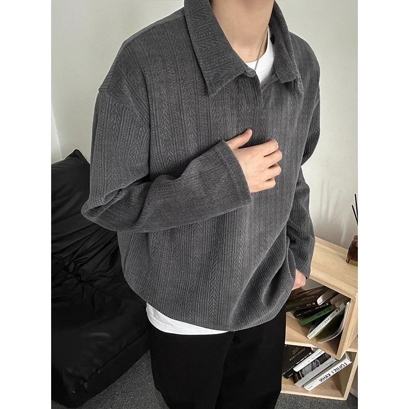 Men S Loose Solid Color Pullover Long Sleeve Sweatshirt