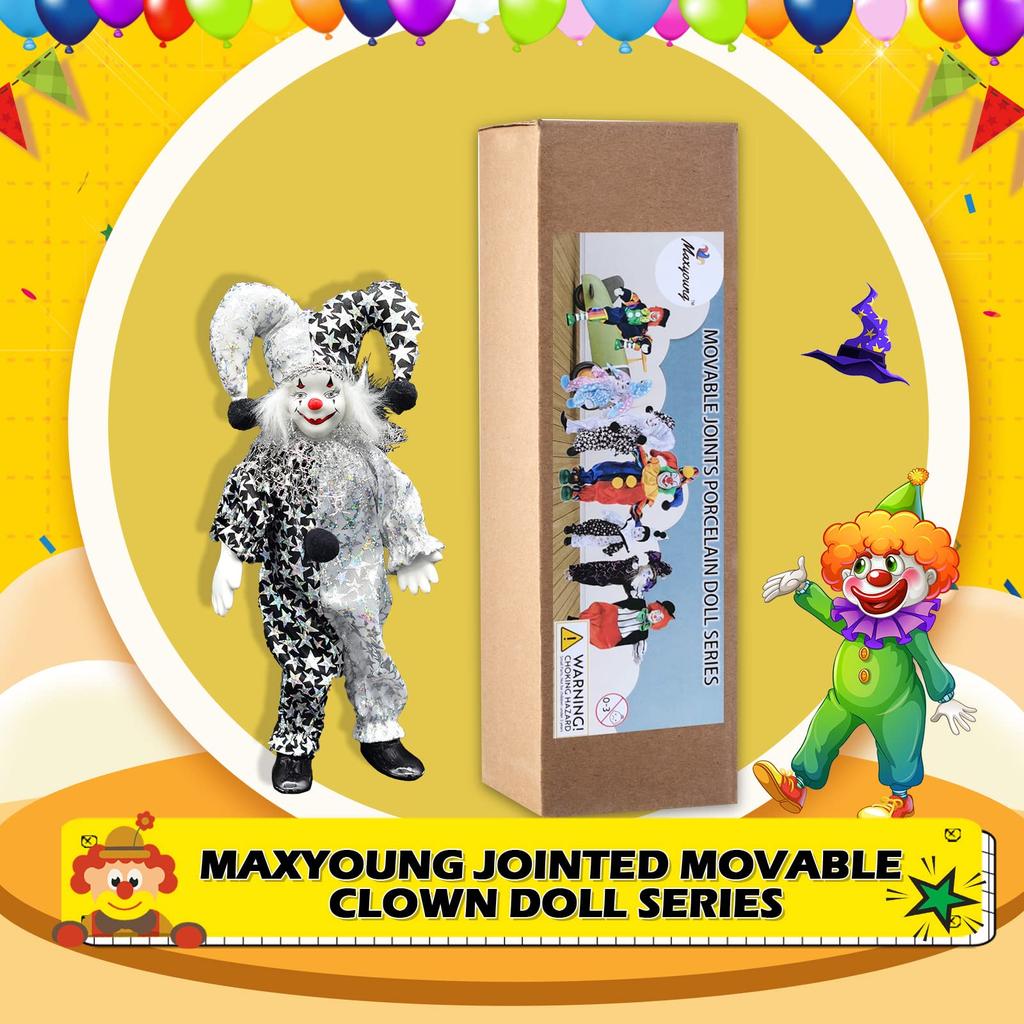 Maxyoung 9" Porcelain Clown Doll Popular Toy Gift