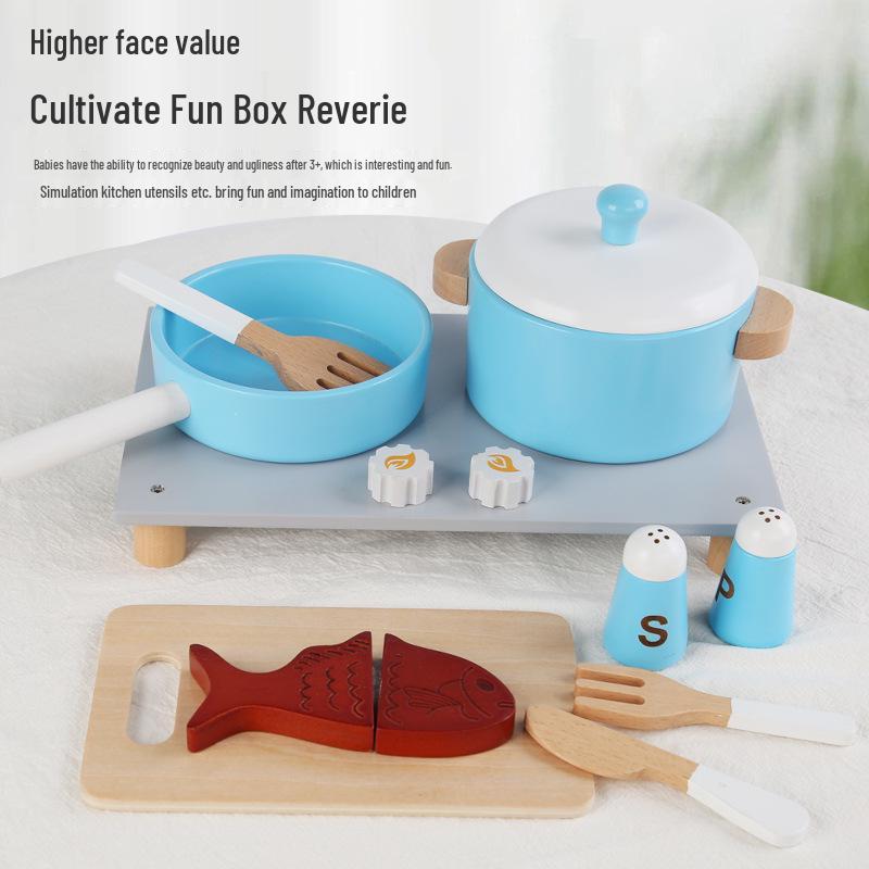 Kids' Wooden Tea & Dessert Role Play Set for Early Education