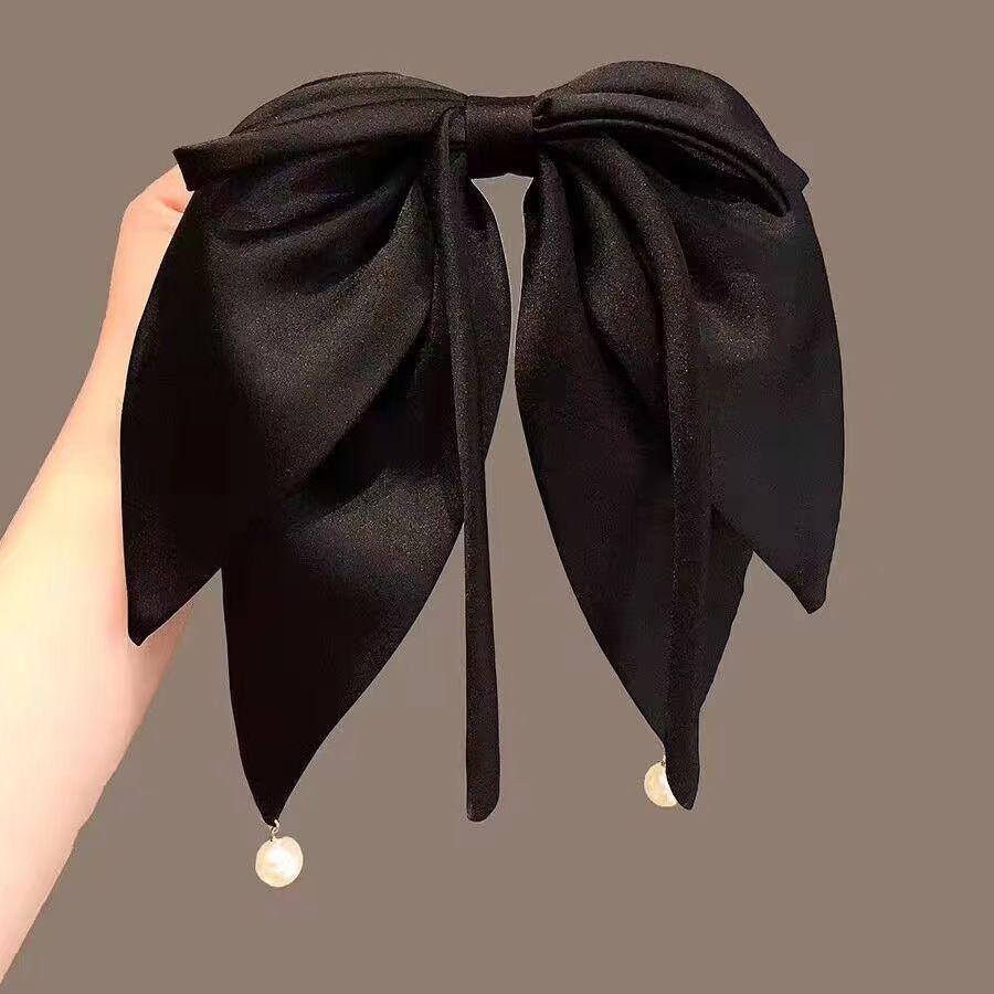 2023 Satin-Feeling Große Schleife Haarspange: Elegante Seidenband-Krokodilklemme