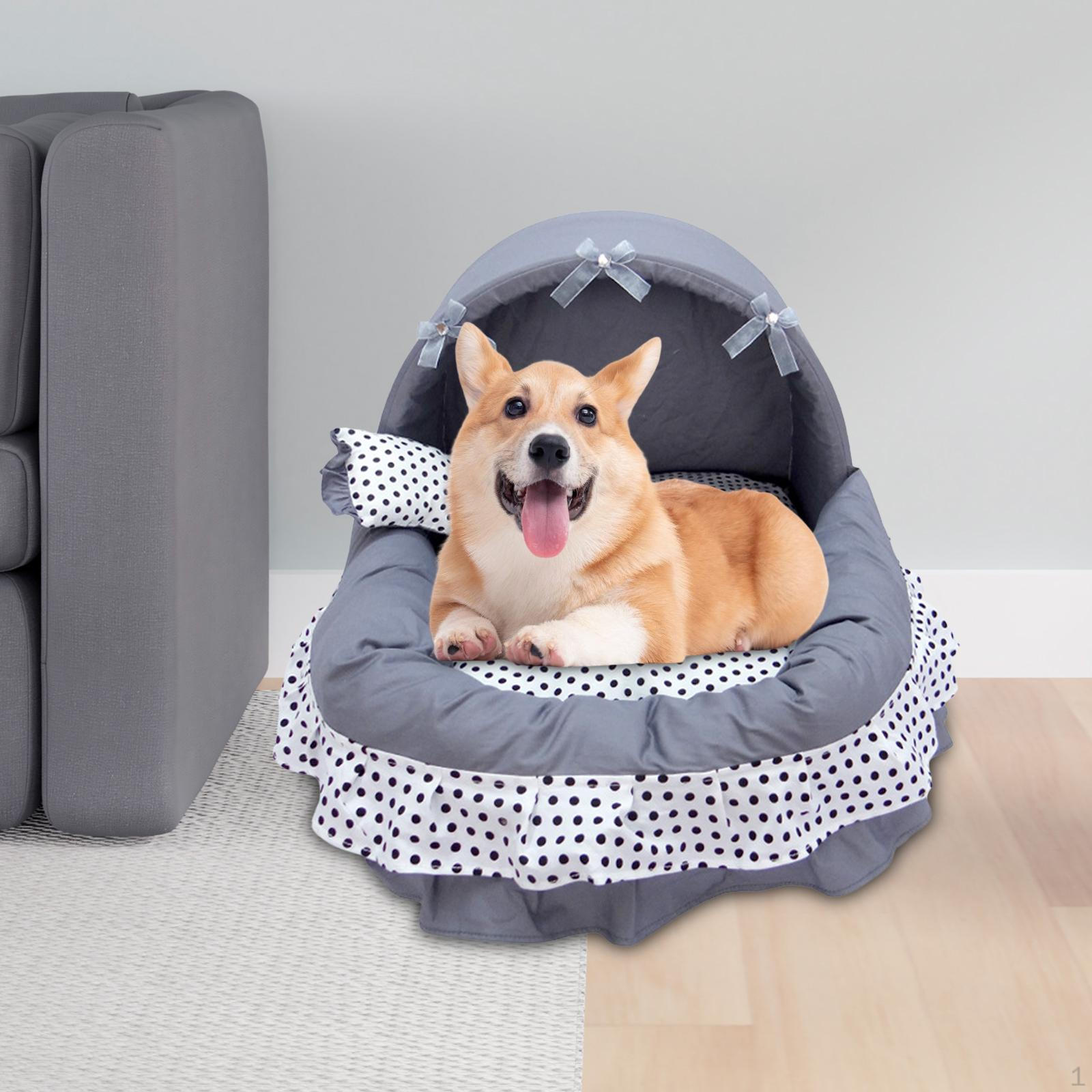

Cat Bed Cave Semi Closed Nest Comfortable Hideout Warm Pet Accessories Autumn Winter Kitten Hut Gray M