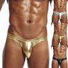 Stretch Tights for menn Hot Gold Leather Faux Leather Sexy Briefs