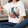 Colorful Bird T-Shirt | Floral Bird Tee Flowers Animal Tee Gift for Boy Girl Mom Dad Grand Family Friend Sister Brother Crew Team Party