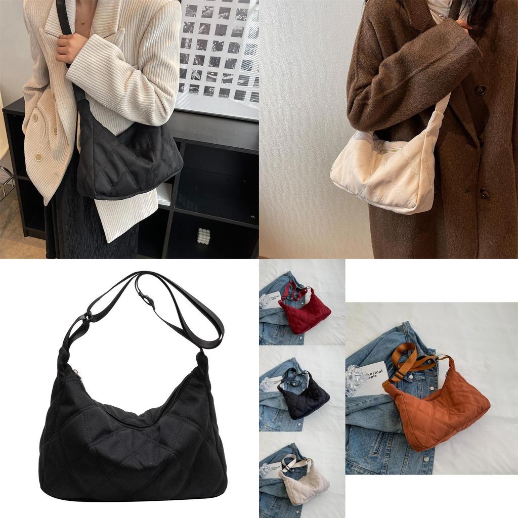 Stylish Urban Minimalist Canvas Shoulder Bag For Women Fall Winter 2023 Trendy Quilted Box Bag