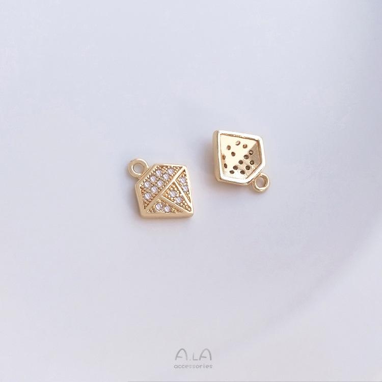 14K Gold-Filled Micro-Pave Zircon Small Charms: Girl's Business Trip Series - Handbag, Perfume, Dress, Crown DIY Pendant