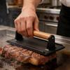 Smash Burger Meat Press Iron Non-Stick w/Wood Handle for Griddle BBQ Grill Tortilla Meal Prep Kitchen Camping Restaurant
