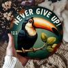 Vintage Round Metal Wall Art Sign with Bird Motivational Quote Home Decor