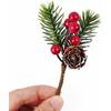 RONYOUNG 20PCS 4.5inch Red Berry Stems Pine Branches Evergreen Berries Décor Artificial Pine Cones Branch for Christmas Craft Wreath Pick & Winter