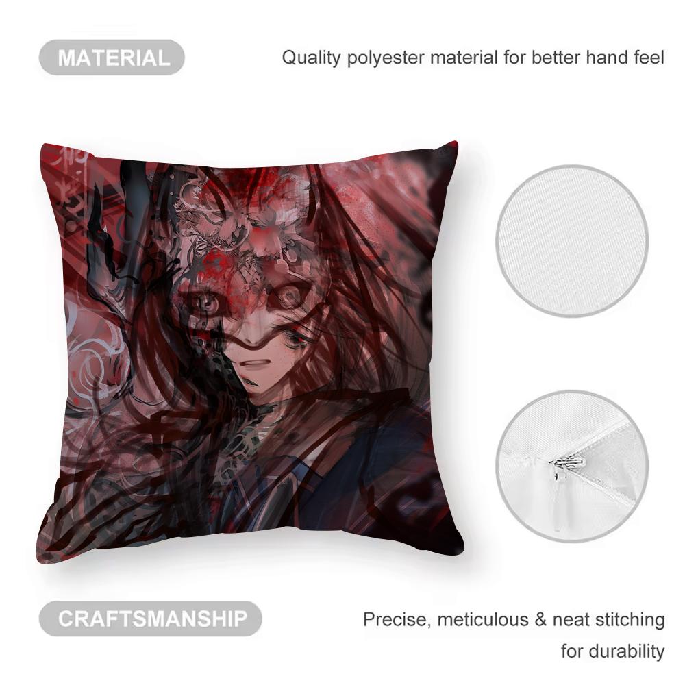 F Silent Hill F Cushion Cover Anti-dustmite Pillowcase Invisible Zipper Silky Short Plush Sofa Cushion Cover
