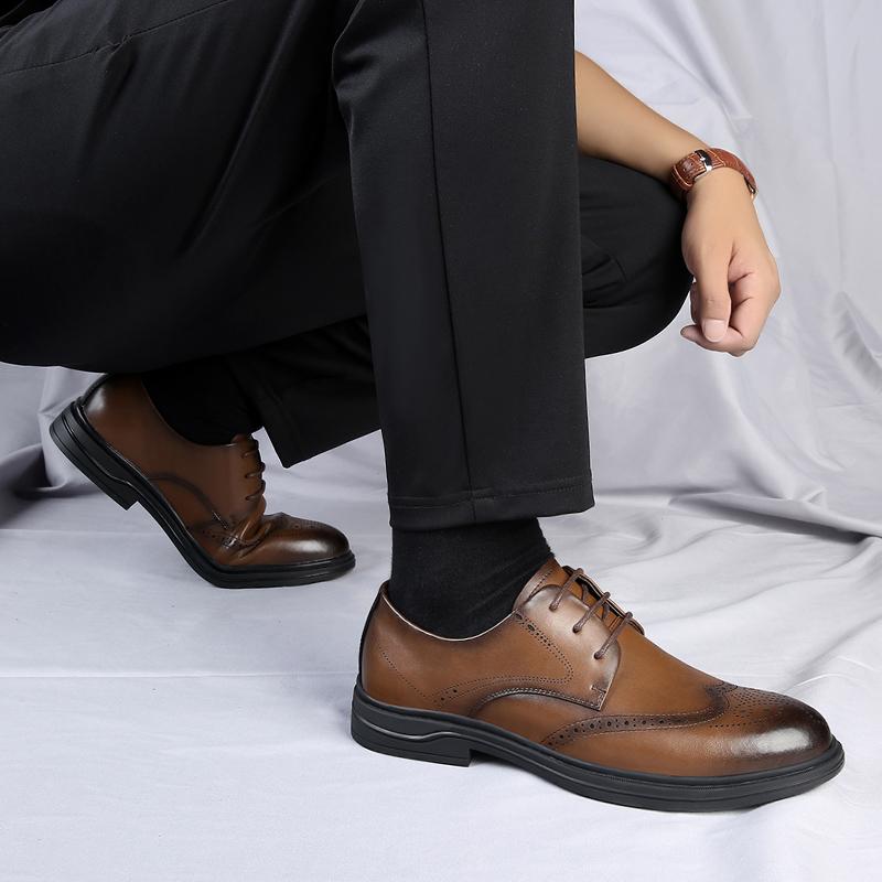 Herren Neue Luxusmarke Klassische Retro Schuhe Hochzeitsparty Büro Formelle Geschäftsschuhe Echtes Leder Komfort Spitzballerinas