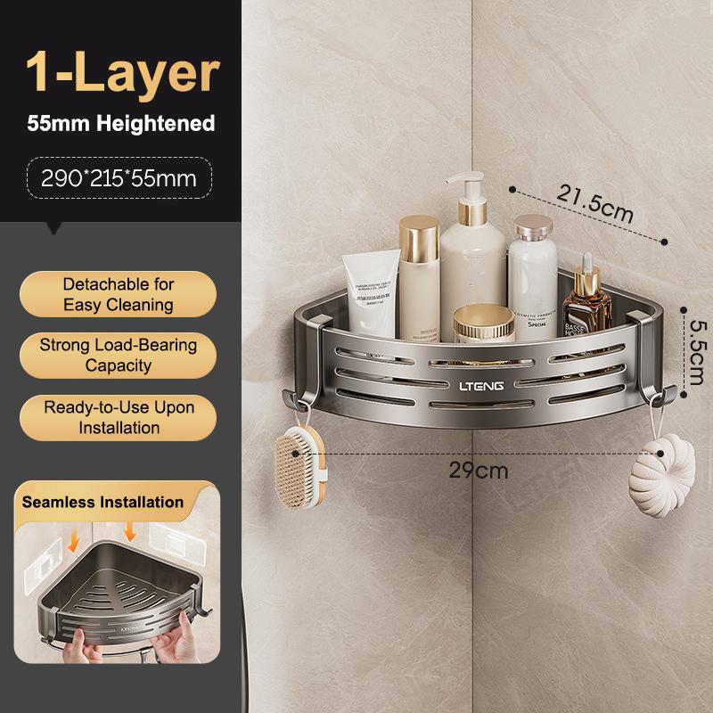 Corner Shower Shelf with Suction Cups 1-Pack Stainless Steel No-Drill Anti-Rust for Easy Bathroom Organization