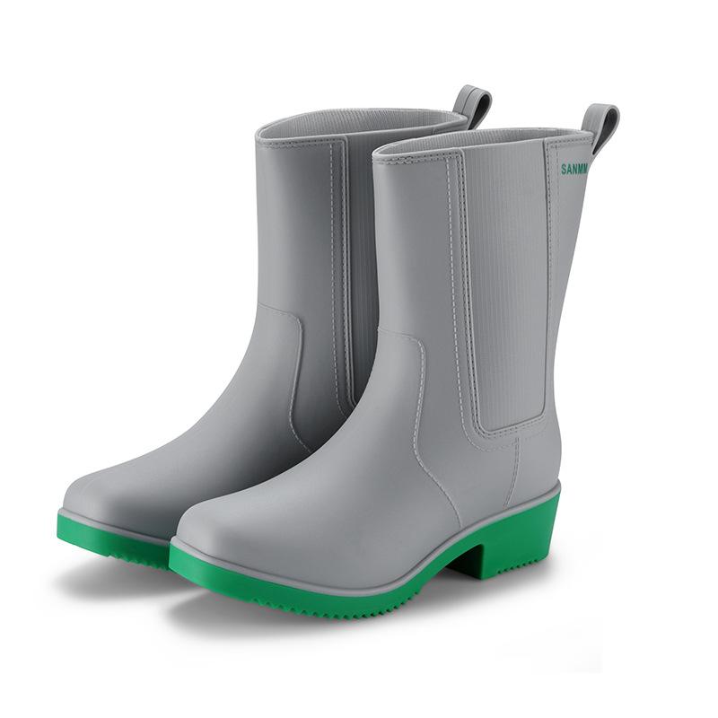 Mid-Tube Women's Rain Boots Outdoor Casual Waterproof Non-slip Outer Wear Water Shoes Work Shoes Thick And Warm For Four Seasons