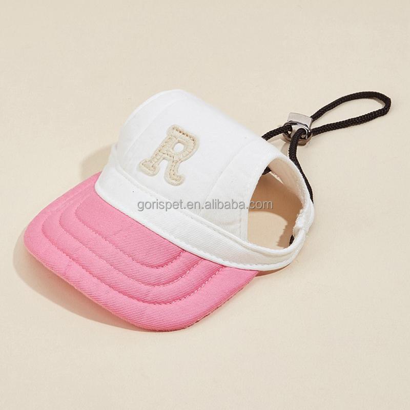 Canvas Pet Baseball Cap Ear Holes Adjustable Sun Visor Hat for Dogs Cats Solid Ins Breathable Summer Outdoor Accessory Multiple