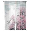 Plum Chinese Style Ink Modern Printed Tulle Curtains for Bedroom Balcony Window Decor Creative Fashion Home Sheer Curtain