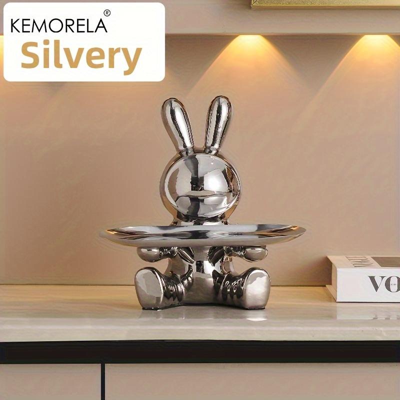 Rabbit Key Storage Ornament Ceramic Material Figurine Ornament Home and Living Room Decoration Item Storage Ornaments