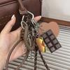 Ins Style Chocolate Bow Keychain Y2K Vintage Tassel Keyring Exquisite Creative Bag Pezndant Backpack Charms Girl Gifts