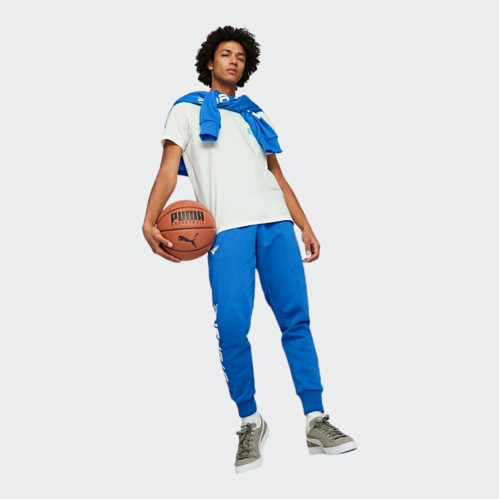 Puma Pantaloni da Jogging in Maglia con Coulisse e Stampa Lettere Uomo Blu 538004-01