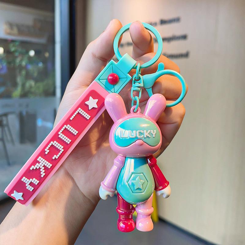 Trendy Lucky Rabbit Keychain Colorful Silicone Keyring For Birthdays And Celebrations