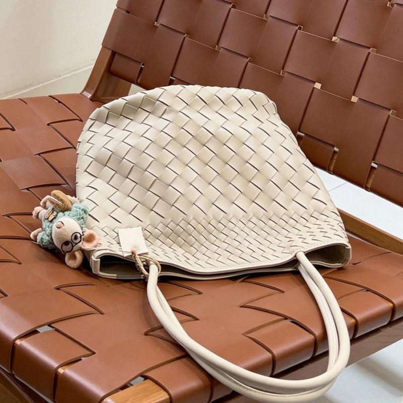 Stylish PU Woven Bucket Bag Women Medium Size Multi-Compartment Magnetic Adjustable Double Strap Urban Casual