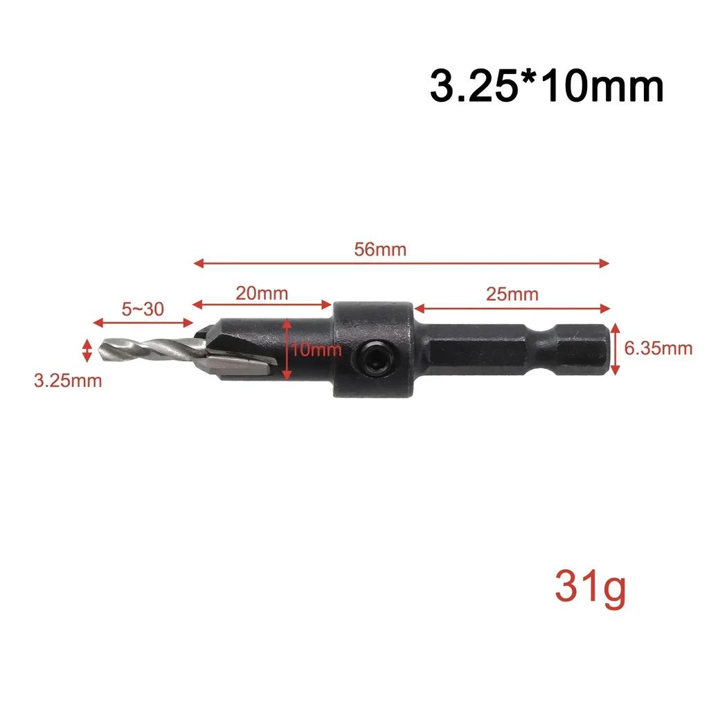 1Pc Countersink Drill Bit Salad Step Drill Bit 2/2.5/2.8/3.25/3.5mm Bit Head Hex Shank For Woodworking Hole Punching Carpentry