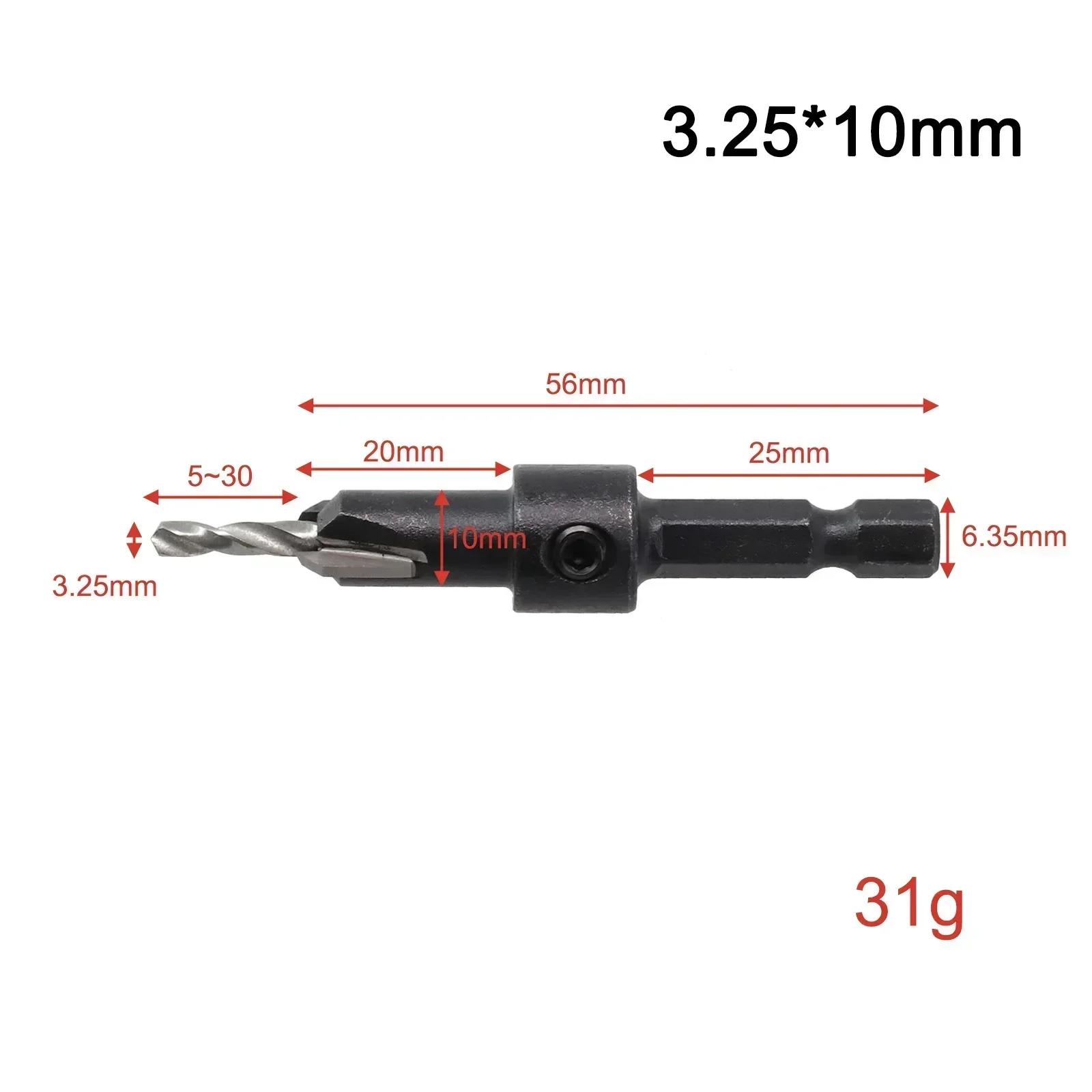 

1Pc Countersink Drill Bit Salad Step Drill Bit 2/2.5/2.8/3.25/3.5mm Bit Head Hex Shank For Woodworking Hole Punching Carpentry