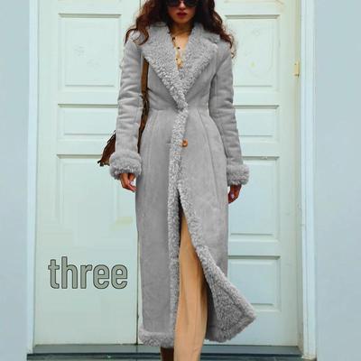 Women's Elegant Thick Solid Color Overcoat - Extra-Long and Warm for Autumn/Winter