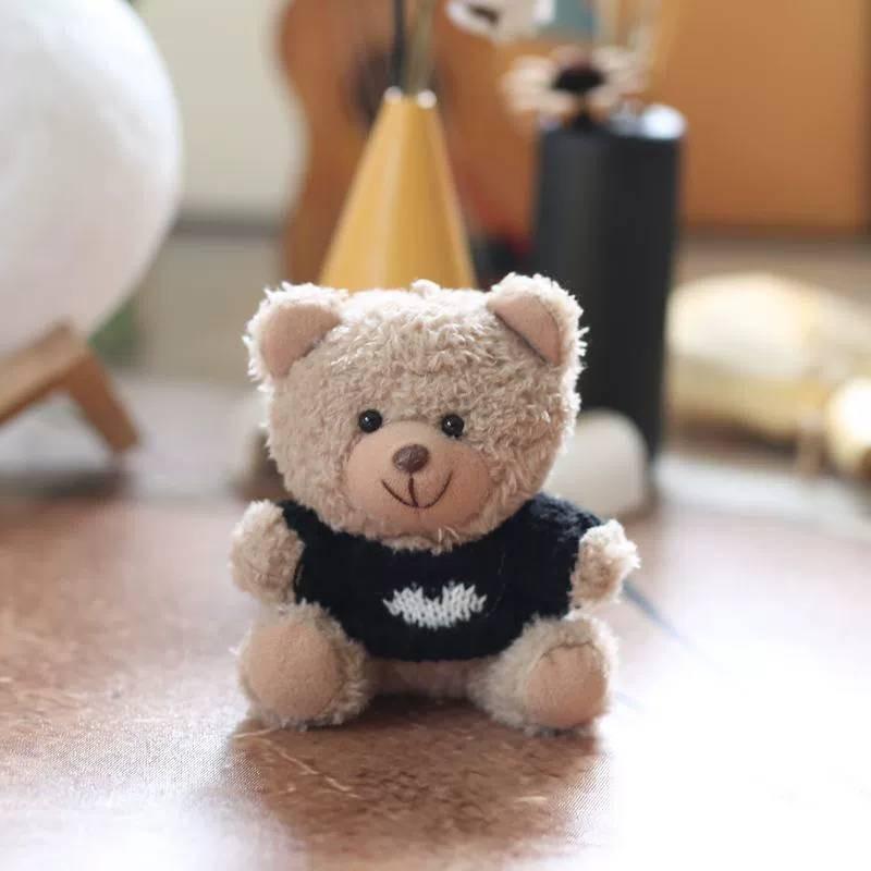 Adorable Short Plush Bear Plush Toy With Sweater For Bag Accessory And Decor