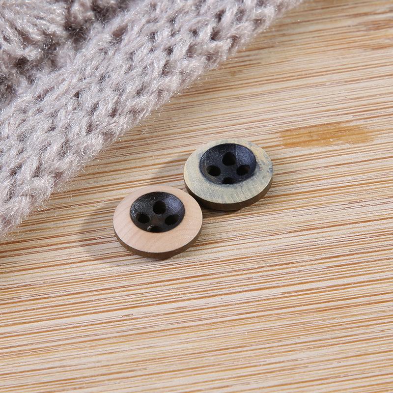 Solid Wood Shirt Button Shirt Wooden Button Children Baby Clothes Cardigan Shirt Decorative Round Buttons