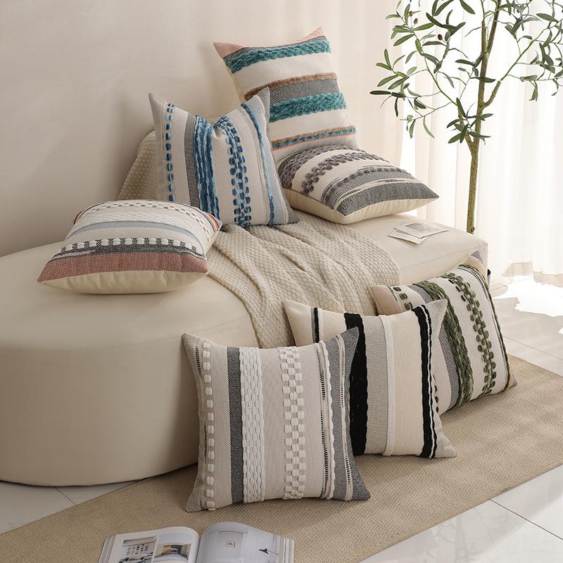 Nordic Style Tufted Colorful Velvet Woven Pillow Cover Single-sided Home Cushion Sofa Decorative Cushion Cover