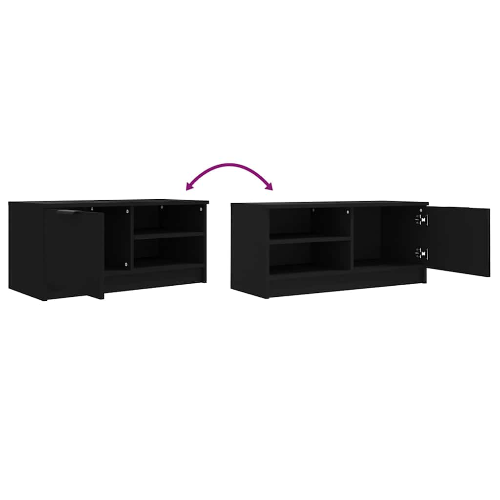 Vidaxl Szafka Pod Tv, Czarna, 80X35X36,5 Cm, Materiał Drewnopochodny