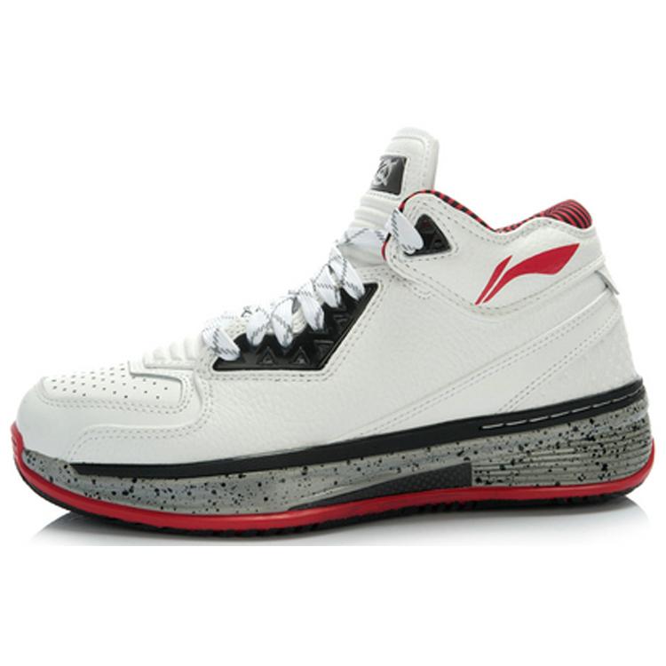 New LINING WOW 2 Basketball Shoes Men Mid Top White Black Gray ABAH017-5