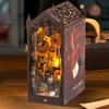 Mini Doll House DIY Book Nook Kit Handmade 3D Puzzle Model Bookshelf Insert Decor with Light Magic Library Wooden Craft Birthday