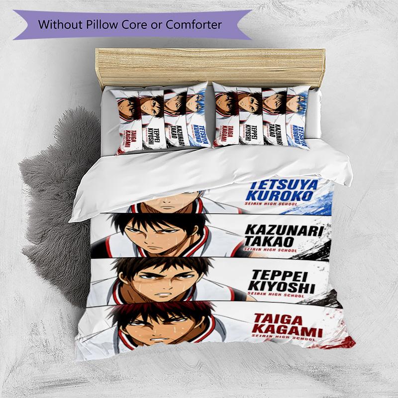 3pcs Kuroko's Basketball Design Cover Set - HD Printed Bedding with 1 Cover and 2 Pillowcases - Perfect for Home and Dorm Decor