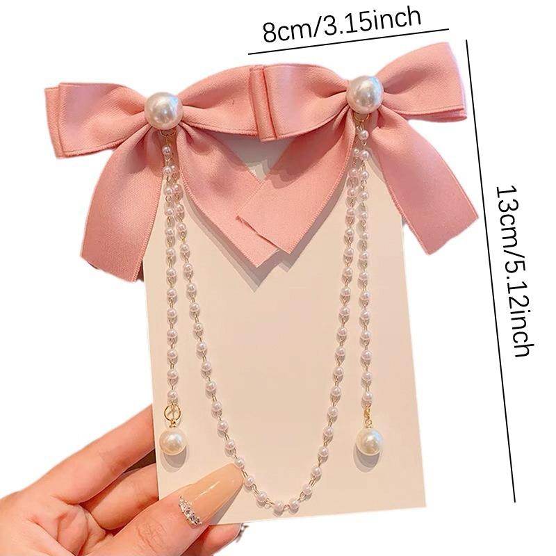 1 Stück Kinder Elegant Vintage Schleife Perle Quaste Kette Haarnadeln Süßes Stirnband Haarspangen Mode Haarschmuck