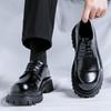 Lederschuhe Herren Retro Derby Schuhe Nischen Design Höherlegung Britische kleine Lederschuhe