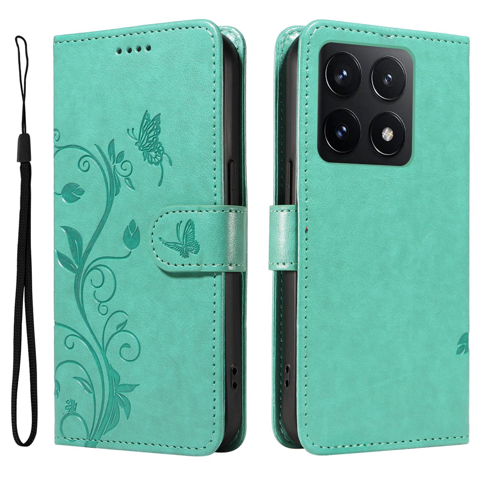 

Для Xiaomi 14T Чохли з ПУ шкіри з квітковим візерунком Гаманець Підставка Чохол для телефону з ремінцем F