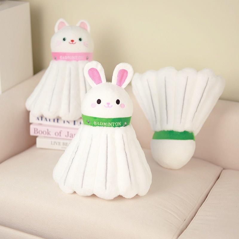 Wucifang Bags 30Cm Badminton Soft Stuffed Plush Playthings Cute Rabbit Cats Badminton Plushies Animal Doll Sports Theme Ball Ornaments Birthday Present