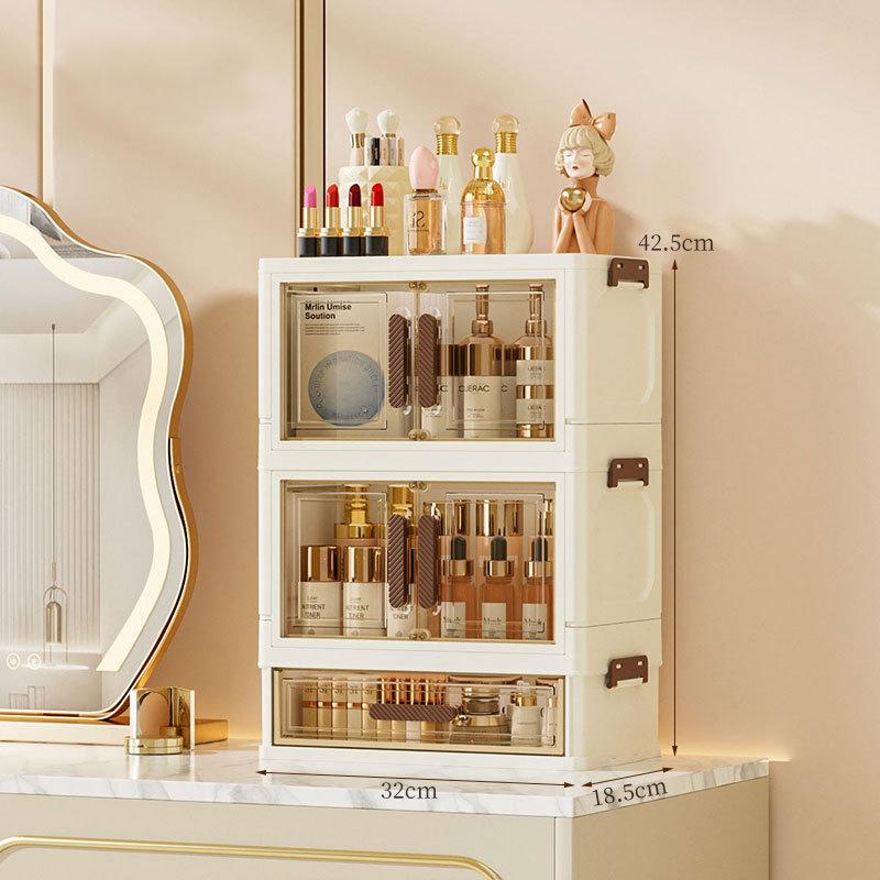 

Пластиковый ящик для хранения косметики Двустворчатый настольный органайзер Новый пластиковый ящик для хранения Дом C