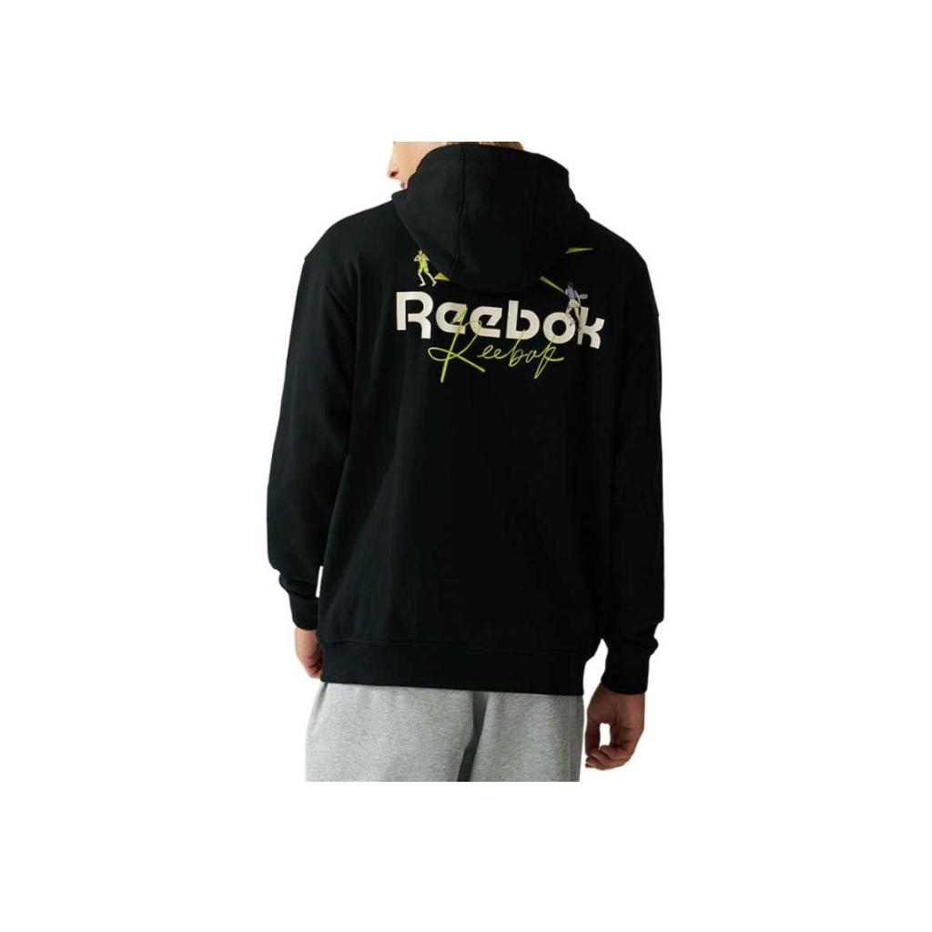 Reebok Logo Print Fashion Hoodie Unisex Sweatshirt Black 24FRM321UGH0