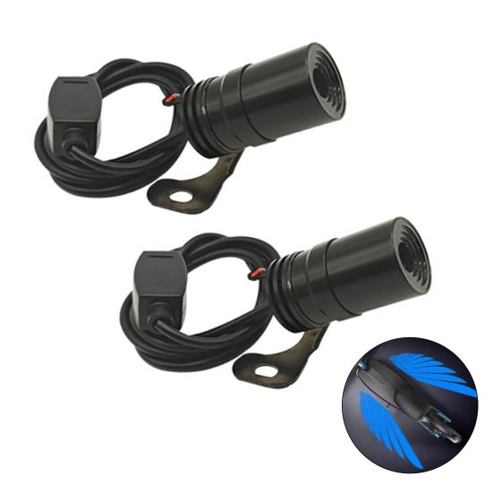 1 Pair LED Motorcycle Projector Lights Universal Angel Wing Logo Shadow Light Waterproof Motorbike Floodlight for Moto Lovers Gift