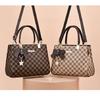 Butterfly Bow Handbag 2023 New Retro Plaid Middle-aged Women's Bag Color-blocking Shoulder Bag Charming